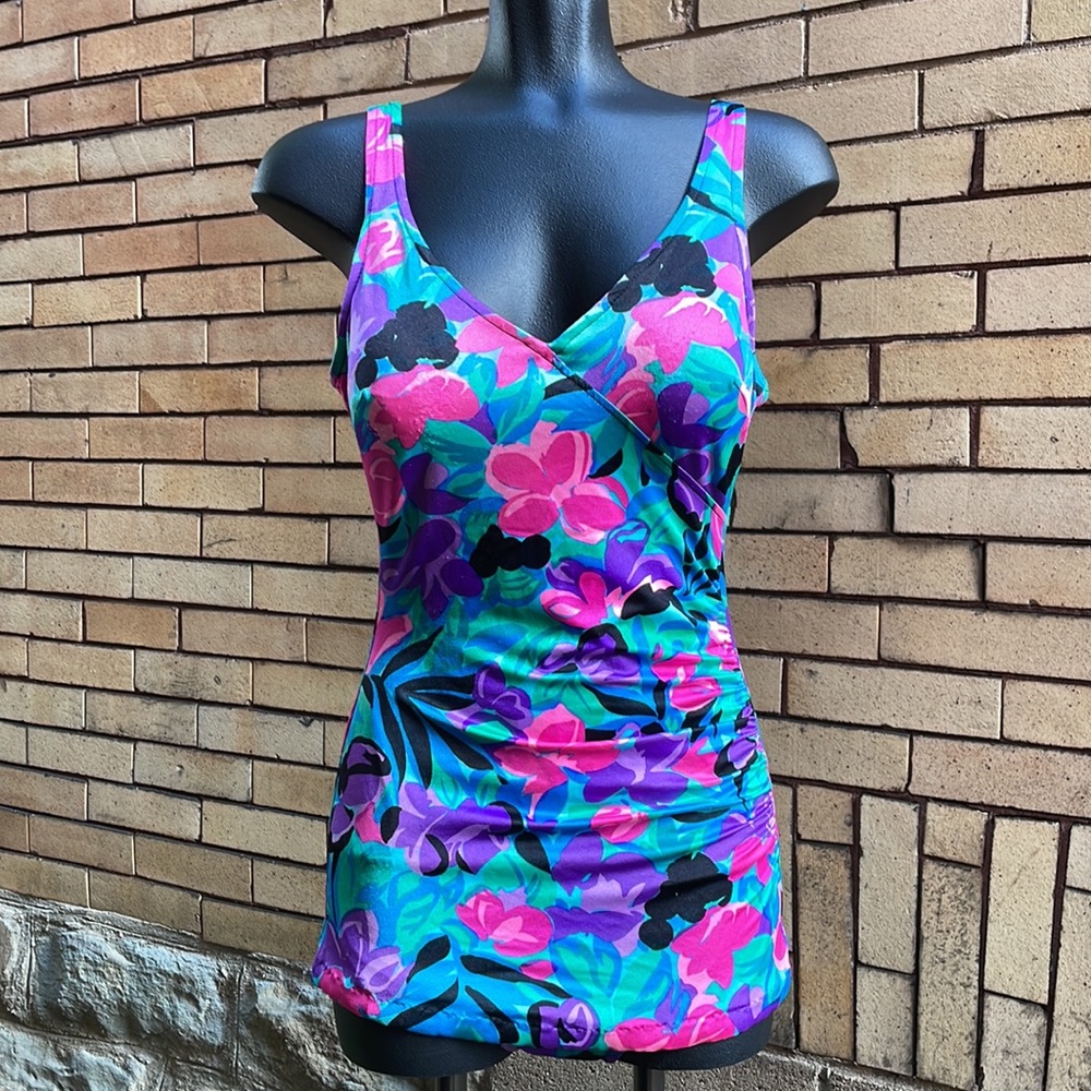 Vintage Maxine of Hollywood neon Floral Swimsuit